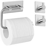 Esranın Dünyası Deltahome Paslanmaz Çelik Tuvalet Kağıtlığı Askısı - 2 Askılık Havluluk Set - Kendinden Yapışkanlı - Altın