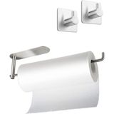 Esranın Dünyası Deltahome Paslanmaz Çelik Yapışkanlı Kağıt Havluluk ve 2 Adet Banyo Askısı Set - Inox - Anında Kolay Montaj - Altın