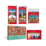 Esranın Dünyası Faber-Castell Boyama Seti ve Resim Defteri 25X35 Cm, Çocuklar Için Yaratıcı Eğlence, 12 Renk Suluboya, Boya Kalemi, Pastel Boya, Keçeli Kalem ve 30 Yaprak Defter