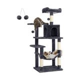 Esranın Dünyası Feandrea PCT161G01 Tırmalama Ağacı, 143 cm Yüksekliğinde, Kedi Ağacı, Çok Katlı Kedi Evi, 4 Tırmalama Sütunu, 2 Platform, Hamak, Mağara, Duman Grisi - 02-Gri