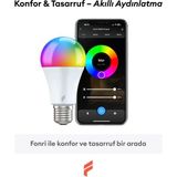Esranın Dünyası Fonri Akıllı LED Ampul, 9W-TITREŞIMSIZ, 16.7 Milyon Renk, Sesli Kontrol, 806'LÜMEN, Doğal Sarı ve Beyaz Renk, Ambiyans, Tuya Destekli, 2 Yıl Garantili - Amber