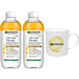 Esranın Dünyası Garnier Skin Naturals 2'li Çift Fazlı Micellar Kusursuz Makyaj Temizleme Suyu (400 Ml) Bardak Hediyeli