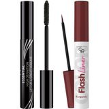 Esranın Dünyası Golden Rose Essential Hacim Veren Maskara Siyah ve Flash Liner Bordo Eyeliner Makyaj Seti - 001 Brown