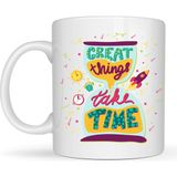 Esranın Dünyası Great Things Take Time Porselen Kupa Model 130 – Motivasyon Mesajlı Renkli Kupa, Ilham Veren Kahve & Çay Kupası - Belirtilmemiş - 001 - Beyaz