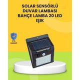 Esranın Dünyası Güneş Paneli ile Şarj Olan 20 LED Dış Mekan Hareket Sensörlü Lamba