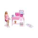 Esranın Dünyası Hamur Maskeler Yapmak Için 3 Toz Paketi, Spa Mobilyası, Yavru Köpek ve Çıkartma Sayfası Dahil 10'dan Fazla Aksesuar ve 1 Bebek Içeren Barbie Yüz Maskesi Oyun Seti, HYV31 - Ahşap