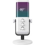 Esranın Dünyası Havit GK65 Rgb Profesyonel Yayıncı Mikrofonu 192KHZ 24BIT Hi-Fi Dahili Ses Kartlı (Beyaz)