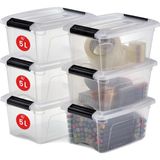 Esranın Dünyası Iris Ohyama, 6'lı Set Istiflenebilir Saklama Kutuları Klik Kilitli – New Top Box Ntb-5 – Plastik, Şeffaf, 6 x 5 L, U 28,5 x G 19,5 x Y 14 cm - 0-Koyu Mavi - 1 Adet