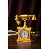 Esranın Dünyası Kaktüskedi Vintage Telefon Model Nostaljik Dekoratif Masa Saati Gold Çalar Saat Altın, 7480000717325 - Ahşap - Bej - Siyah