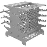 Esranın Dünyası Kamp Ayısı® 2mm Galvaniz Metal Grillspett™ Çift Taraflı Dikey Şiş Mangal Izgarası - 6 Şiş Hediyeli, Özel Taşıma Çantalı