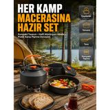 Esranın Dünyası Kamp Mutfak Seti Alüminyum Çaydanlık Tencere Tava Hafif ve Taşınabilir Tasarım - Lisinya