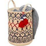Esranın Dünyası Kilim Desenli Yuvarlak Sepet El ve Plaj Çantası – 37X30 Cm, Çok Amaçlı Dekoratif Organizer, Saklama ve Taşıma Çantası, Estetik ve Dayanıklı Tasarım - 001-Renkli