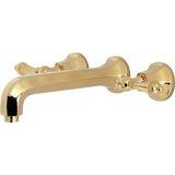 Esranın Dünyası Kingston Brass KS4122AL Metropolitan 2 Saplı Duvara Monte Banyo Bataryası, Cilalı Pirinç - Adaçayı Yeşili