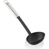Esranın Dünyası Leifheit Kepçe 32 cm Naylon Sterling Serisi, Paslanmaz Çelik ve Naylondan Çorba Kepçesi, Çiziksiz Pişirmek Için, Oval Saplı ve Pratik Asma Halkalı, Sos Kaşığı, Gümüş - 0 - 19 L