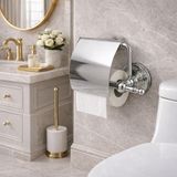 Esranın Dünyası Lüx Kapaklı Kağıtlık Krom Kaplama Duvar Tipi Banyo Tuvalet Aksesuarı Dayanıklı Metal Modern Tasarım - Altın