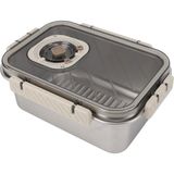 Esranın Dünyası Mallart® Paslanmaz Çelik Saklama Kabı, Tarih Indikatörlü Sızdırmaz Bento Yemek Kabı, Kilitli Kapaklı Ev Akıllı Gıda Koruyucu Sefer Tası (1.6lt Dikdörtgen) - Abanoz