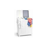 Esranın Dünyası Mallart® Premium Katlanabilir Tekerlekli Çamaşır Sepeti - 100 Litre Çift Bölmeli Çok Amaçlı Düzenleyici, Kapaklı ve Kirli Ayrıştırma Özellikli Banyo ve Ev Saklama Kutusu (Gri)