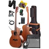 Esranın Dünyası Masif Ağaç Elektro Akustik Gitar Seti 50W Amfi ile