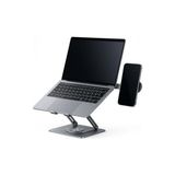 Esranın Dünyası Mcstorey Laptop Stand Karbon Çelik 360° Döner Ergonomik Yükseklik Ayarlı Soğutucu Magsafe Uyumlu Telefon Tutuculu Gizlenebilir Notebook Tablet Uyumlu 10-17.3 Inç Gri