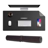 Esranın Dünyası Mcstorey Masa Desk Mat 60X30 cm Çift Taraflı Deri Mouse Pad Kaymaz Suya Dayanıklı Rulo Yapılabilir Kompakt Masa Koruyucu Ofis Laptop ve Makyaj Masası Için 2mm Siyah - Ahşap