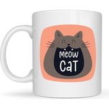 Esranın Dünyası Meow Cat – Sevimli Kedi Tasarımlı Porselen Kupa Model 66 Eğlenceli Kahve & Çay Kupası Hediyelik - Belirtilmemiş - 001 - Beyaz