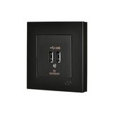 Esranın Dünyası Metalik Siyah 2 USB Çıkışlı 5V Şarj Prizi ile Modern Çözüm