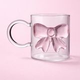 Esranın Dünyası Meturas Pembe Fiyonklu Cam Bardak, Borosilikat Cam, 350 ml Kapasiteli, Ergonomik Kulplu, Dekoratif Tasarım, 8.5 x 7.5 cm - 00-Siyah - Beyaz