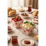 Esranın Dünyası Mithra Life 2'li Seramik Atıştırmalık Çerezlik Meyve Kahvaltılık Sunum Kasesi Çilek Serisi 650 ml El Yapımı MIT1330 - Acı Yeşil