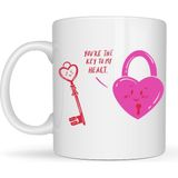 Esranın Dünyası Model 27 – You’re The Key To My Heart Tasarımlı Porselen Kupa - Sevgiliye Arkadaşa Özel Anlamlı Hediye - Belirtilmemiş - 001 - Beyaz
