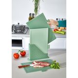 Esranın Dünyası Moi 4 Parça Plastik Kesme Tahtası Seti, Standlı, Renkli, Hijyenik, Kaymaz 3 Adet Gıda Hazırlama Tahtası 31X20 cm Sebze Et Balık Kesim Tahtası, Mutfak Düzenleyici Organizer - 0 - 19 L