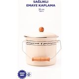 Esranın Dünyası Mood Ahşap Detaylı Emaye Yoğurt/bakliyat BAKRACI(20CM-3 Litre-Tüm Ocaklarla Uyumlu)