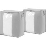 Esranın Dünyası Ocean Home Textile 2'li Pvc Pencereli Gri Renk Kapitone Hurç Set 45 x 30 x 50 cm - 001-Renkli