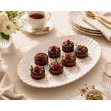 Esranın Dünyası Oval Porselen Tabak Seti, Altın Kenarlı, Krem Rengi, 2'li Salata Meze Tabağı Sofra Şık Sunum Servis Kahvaltılık Atıştırmalık Çerez Seramik Ince Altın Detaylı 32X13