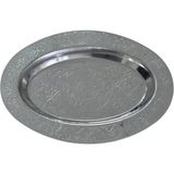 Esranın Dünyası Paslanmaz Çelik Tepsi – 304 Kalite Krom Parlak Yüzey, Elde Tasarlanmış Desenli Servis ve Sunum Tepsisi (24 Cm) - 0,21 lt - Afrika Cevizi Rengi