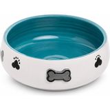 Esranın Dünyası Pawicci Lüks Seramik Mama Kabı Pati Kedi Köpek Kalp Desen Kabartmalı Doğal Renkli Kedi ve Köpek Yemek Su Kasesi, Devrilmez Premium Dekoratif Porselen Yapı 1 Adet Tekli (Turkuaz)
