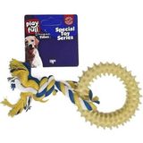 Esranın Dünyası Playfull Plastik ve Ipli Köpek Halka Oyuncağı 18 cm Beyaz - Ahşap - Bej