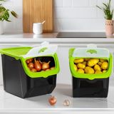 Esranın Dünyası Porsima 1506 Yeşil 2'li Çok Amaçlı Plastik Patates Soğan Sarımsak Oyuncak Erzak Saklama Kutusu 12 L - Abanoz