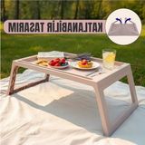 Esranın Dünyası Portatif Laptop Sehpası - Katlanabilir ve Çok Amaçlı, 56X36X26 cm Boyut - Ahşap - Bej - Siyah
