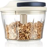 Esranın Dünyası Promosyonca Ipli El Rondosu, Manuel Doğrayıcı, Paslanmaz Çelik Üçlü Bıçak, 700 ml Şeffaf Kase, Ergonomik Tasarım, 13,2 x 13,2 x 11,3 cm (Siyah) - Almond