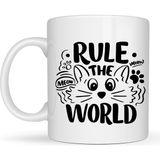 Esranın Dünyası Rule The World Kedi Desenli Porselen Kupa Model 61 Sevimli Kedi Figürlü Kahve Kupası - Belirtilmemiş - 001 - Beyaz