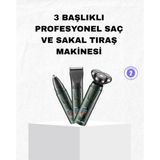 Esranın Dünyası Şarjlı ve Kablosuz 3 Başlıklı Profesyonel Bakım Seti – Saç Sakal Burun ve Kulak Düzeltici