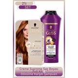 Esranın Dünyası Schwarzkopf Creme Supreme Full Kit 7-7 Sıcak Bakır +Gliss Full Hair Wonder Saç Dökülme Karşıtı Şampuan 400 ml