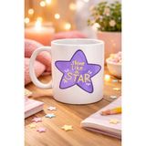 Esranın Dünyası Shine Like A Star – Motivasyon Mesajlı Mor Yıldız Tasarımlı Porselen Kupa Model 122 , Günlük Kullanım & Hediye Kupası - Belirtilmemiş - 001 - Beyaz