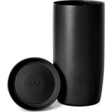 Esranın Dünyası Simple Modern Seyahat Kahve Kupası Bardak 360° Kapaklı | Seramik Kaplı Yalıtımlı Paslanmaz Çelik Soğuk Demleme Buzlu Kahve Fincanı | Kadın Erkek Her Kendisine Hediyeler | Voyager Imzası | 463 ml | - 00-Siyah - Beyaz