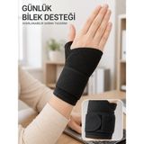 Esranın Dünyası Siyah El Bilek Desteği Cırtlı Ayarlanabilir Başparmak Geçişli Bileklik Spor Bandajı - Lisinya
