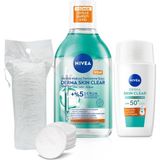 Esranın Dünyası SPF50 Derma Skin Clear Karşıtı Güneş Koruyucu KREM40ML ve Makyaj Temizleme Suyu,pamuk Hediye - 001