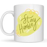 Esranın Dünyası Stay Humble Porselen Kupa Model 129 – Minimal Motivasyon Kupası, Şık Tasarım, Günlük Kahve & Çay Kupası - Belirtilmemiş - 001 - Beyaz
