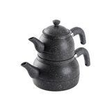 Esranın Dünyası Tantitoni Orta Boy Gri Granit Çaydanlık Takımı 980/1700ML (Elvin Home Concept) - 0002 - Beyaz
