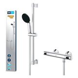 Esranın Dünyası Termostatik Duş Bataryası ve Sürgülü Duş Seti, 110 Mm, Krom - Adaçayı Yeşili