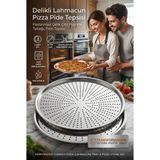 Esranın Dünyası Transformacion 2'li Set Delikli Lahmacun Pizza Pide Tepsisi, 32 cm Paslanmaz Çelik Çıtır Pişirme Tabağı, Fırın Tepsisi 719633